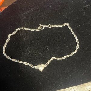 Sterling silver heart anklet
